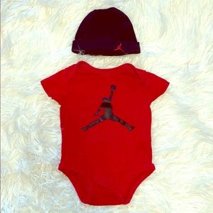 Air Jordan infant 3-6 months onesie & beanie